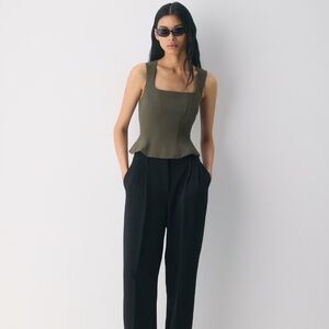 NWT Aritzia Rhodora Bustier Top in Dark Olive Size XS